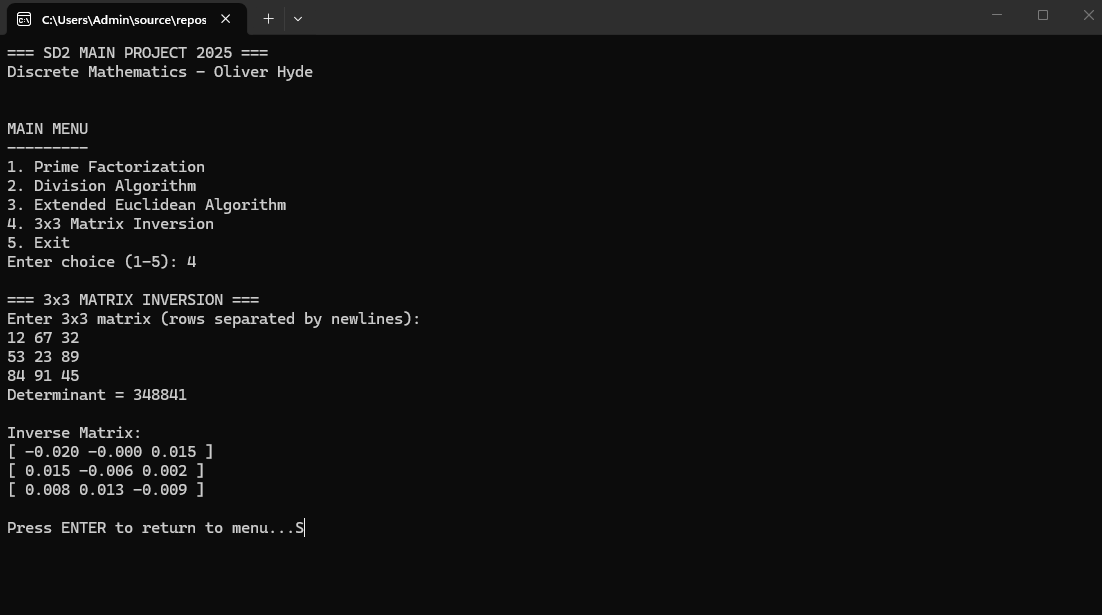 Discrete Mathematics console application